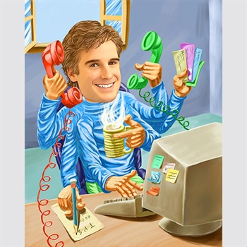 A Busy Working Man Caricature from Photo,by myDaVinci - myDaVinci